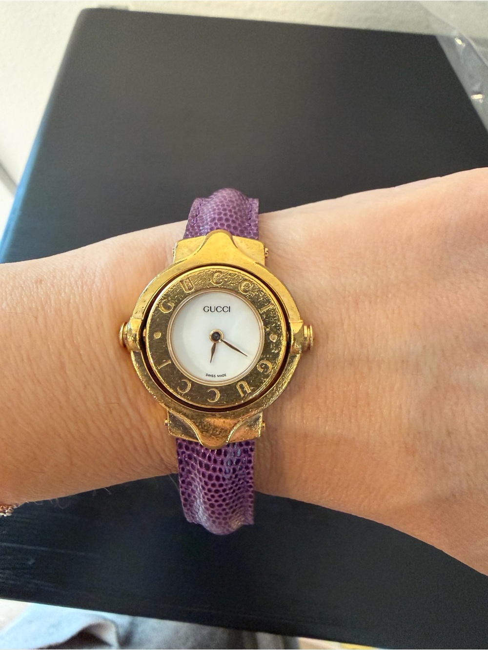 Vintage Gucci 6600L gold-plated swivel watch